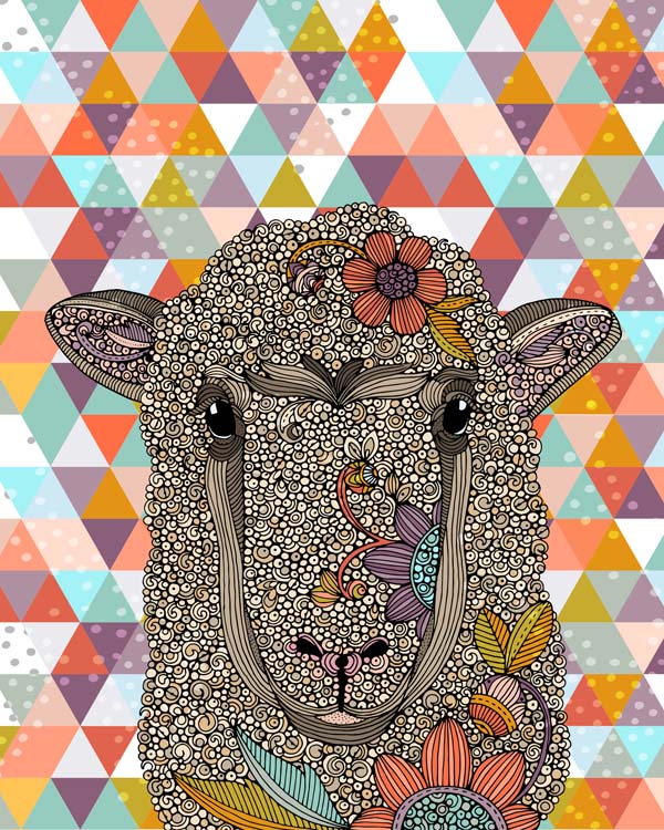 A beautiful sheep artwork printed on 8x10 photographic paper, showcasing vibrant colors and intricate details.