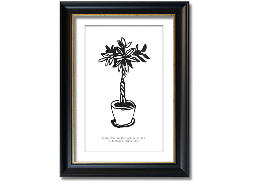 A beautifully framed print titled 'The Swedish Art Of Living', showcasing serene Swedish design, available in various frame colors.