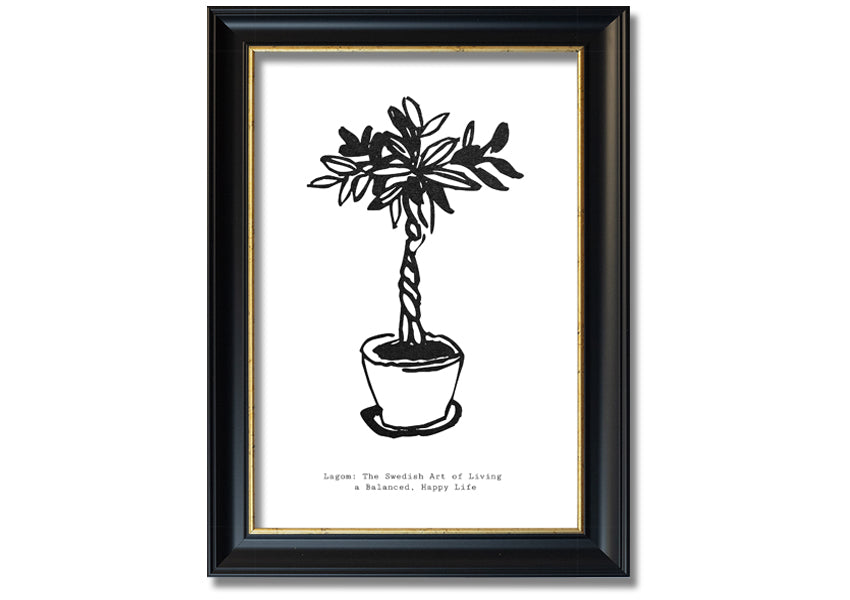 A beautifully framed print titled 'The Swedish Art Of Living', showcasing serene Swedish design, available in various frame colors.