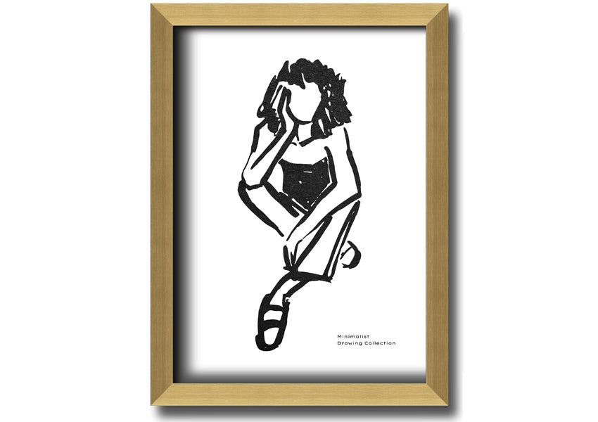 Framed print of 'The Thinking Woman' showcasing elegant design and multiple frame color options.