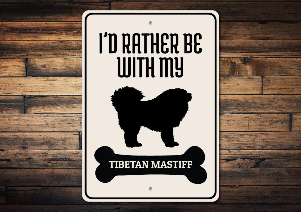 A decorative Tibetan Mastiff sign made of high-quality aluminum, featuring a detailed design of the breed, perfect for wall decor.