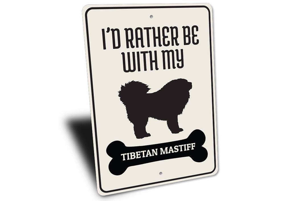 A decorative Tibetan Mastiff sign made of high-quality aluminum, featuring a detailed design of the breed, perfect for wall decor.