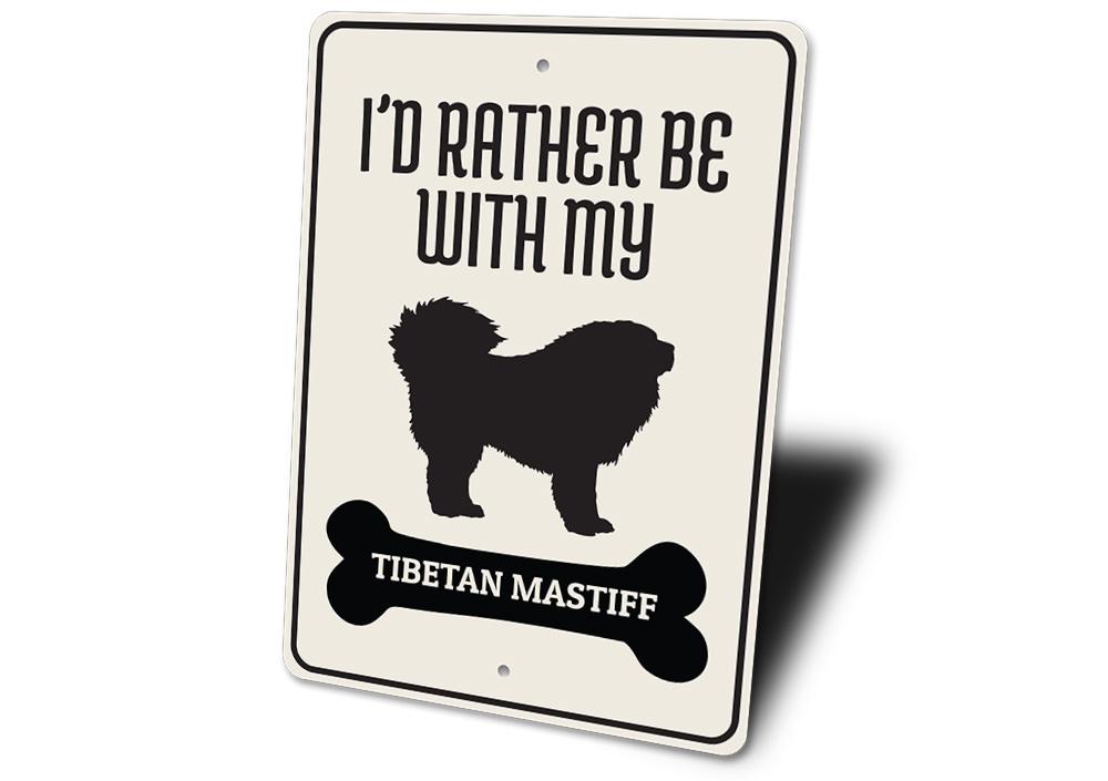 A decorative Tibetan Mastiff sign made of high-quality aluminum, featuring a detailed design of the breed, perfect for wall decor.