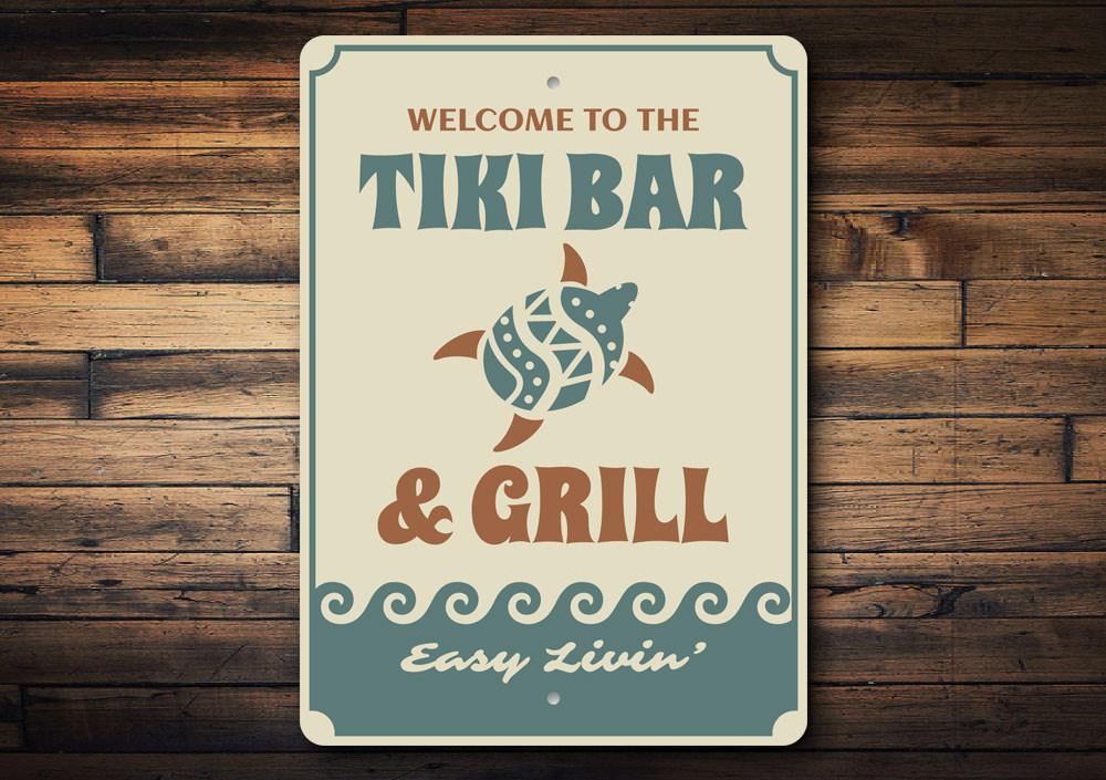 Tiki Bar Turtle Sign featuring a colorful turtle design, perfect for beach-themed decor.