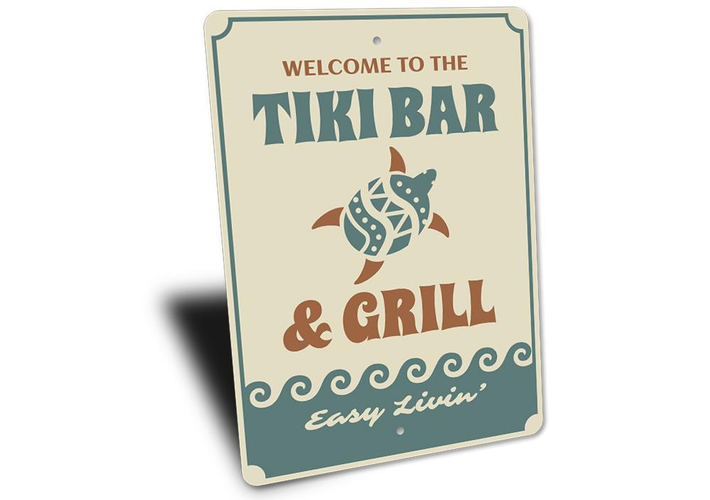 Tiki Bar Turtle Sign featuring a colorful turtle design, perfect for beach-themed decor.