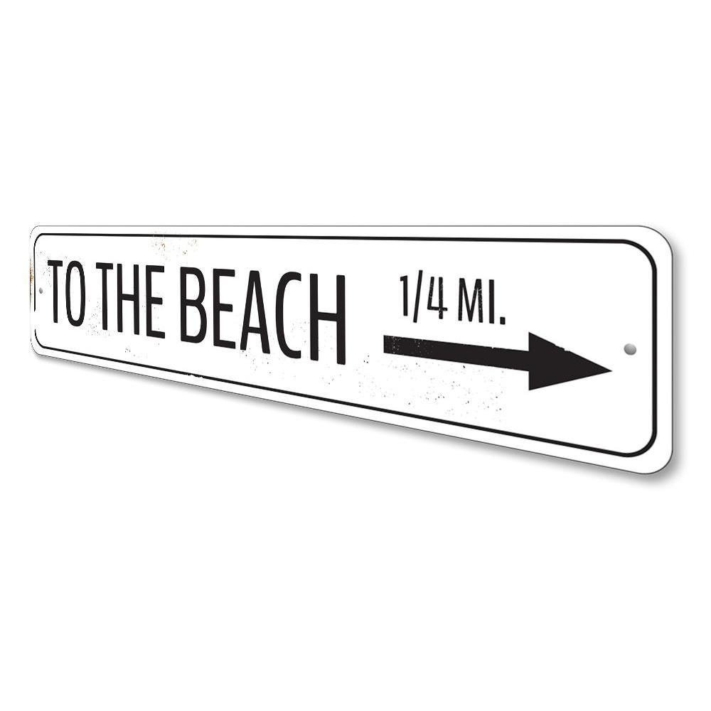 To The Beach Arrow Sign made of high-quality aluminum, featuring a vibrant design perfect for home decor.