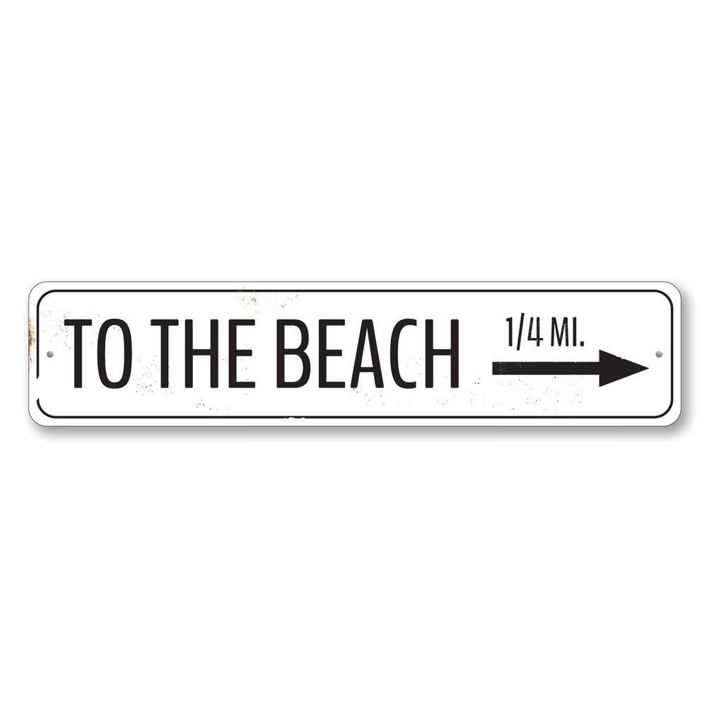 To The Beach Arrow Sign made of high-quality aluminum, featuring a vibrant design perfect for home decor.