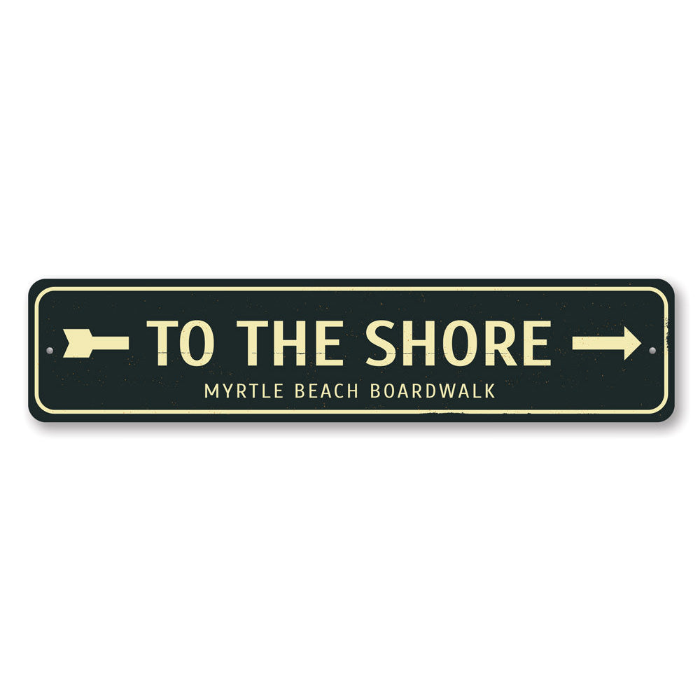 To the Shore Arrow Sign made of high-quality aluminum, featuring a decorative arrow design perfect for home decor.