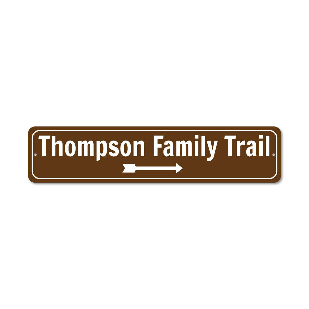 A beautifully crafted Trail Sign made of durable aluminum, showcasing a lakeside theme, perfect for home decor or as a personalized gift.