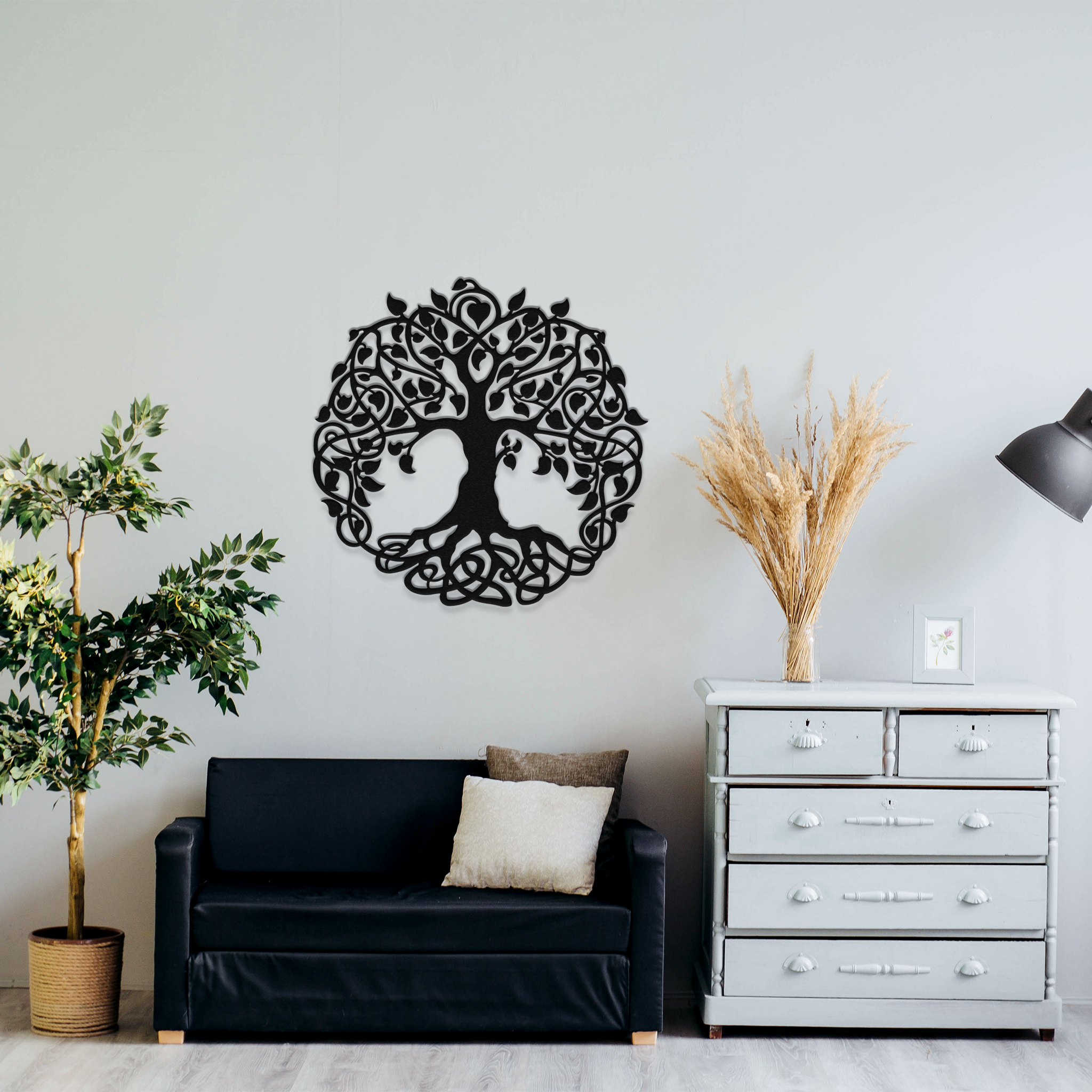 Tree of Life Metal Wall Art showcasing intricate design and durable steel finish, perfect for home decor.