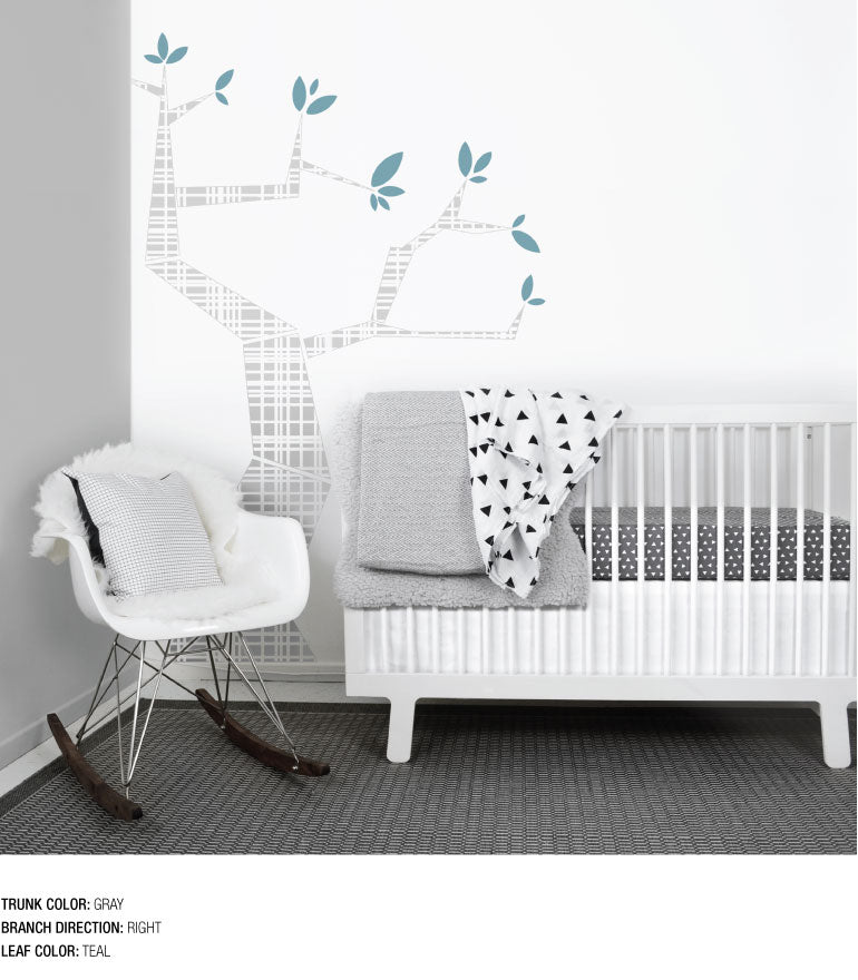 A beautifully designed Tree Wall Decal featuring a customizable trunk and leaves, perfect for nursery decor.