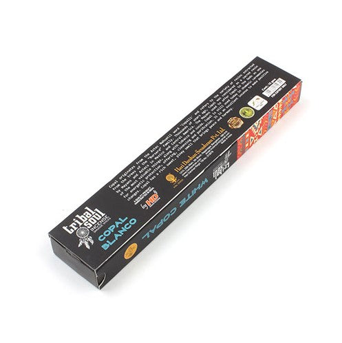 Tribal Soul Incense Sticks - White Copal, featuring a pack of aromatic incense sticks with a natural design, ideal for cleansing and spiritual rituals.