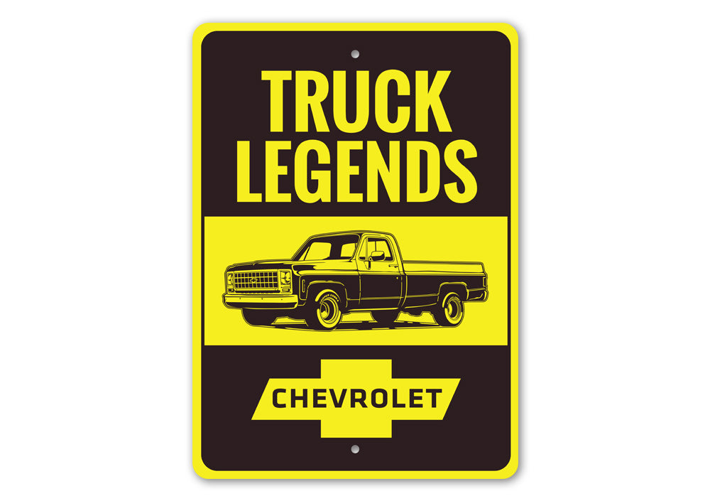 Truck Legends Sign made of high-quality aluminum, featuring customizable text and pre-drilled holes for easy mounting.