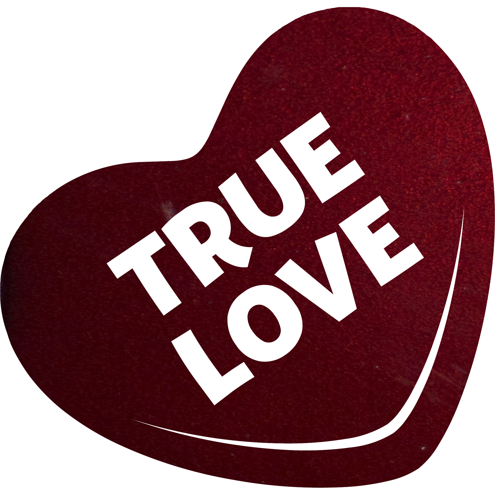 True Love Candy Heart Metal Wall Art in a vibrant red finish, showcasing a heart shape with the words 'True Love' elegantly designed.