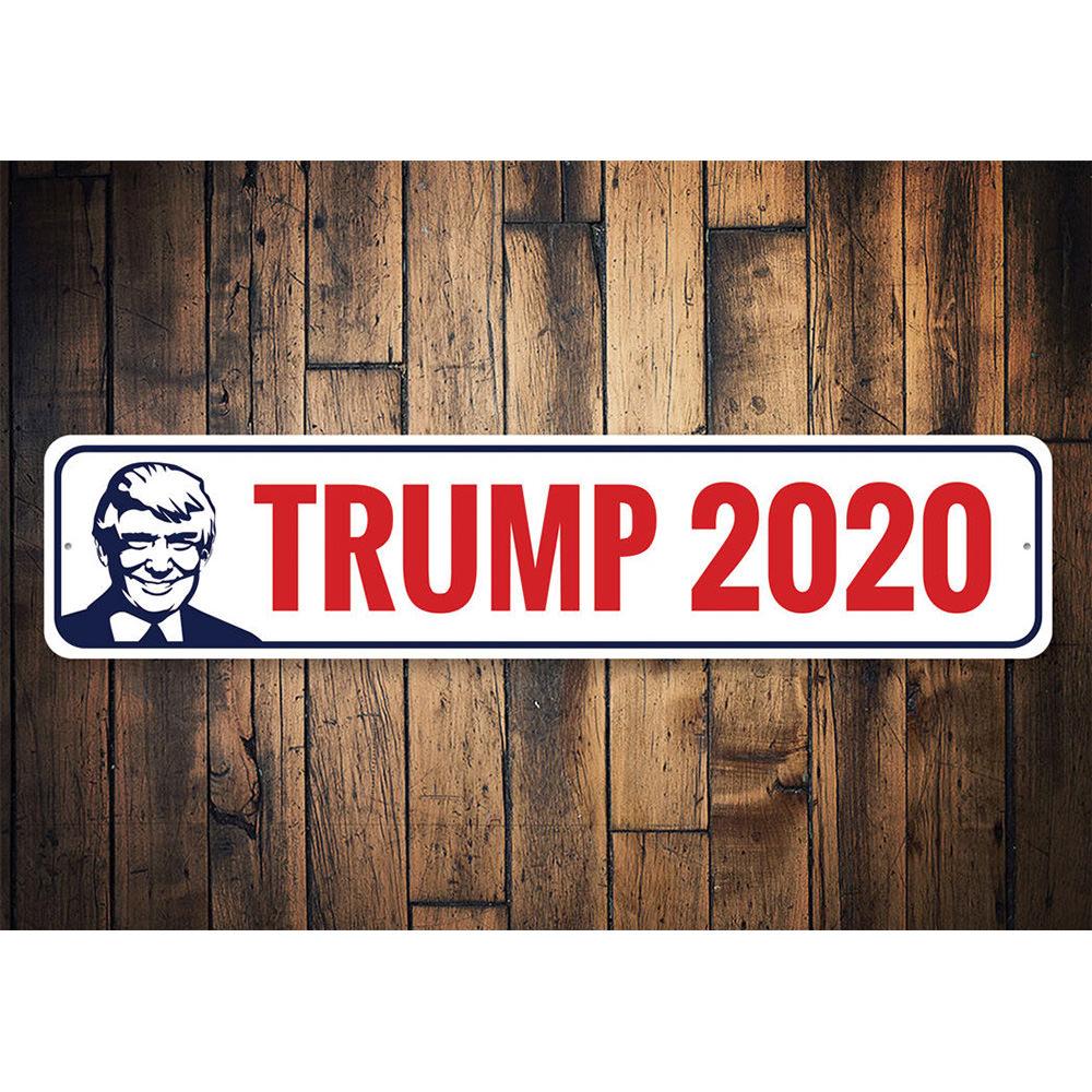 A vibrant Trump Election Sign made of high-quality aluminum, featuring customizable text and pre-drilled holes for easy mounting.