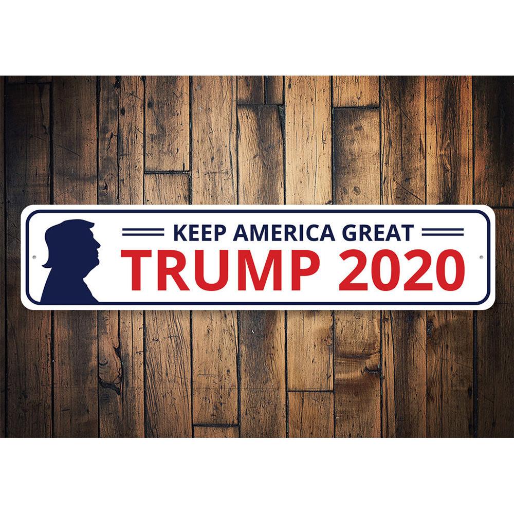 A decorative Trump Head Sign made of high-quality aluminum, showcasing vibrant colors and a unique design, perfect for political enthusiasts.