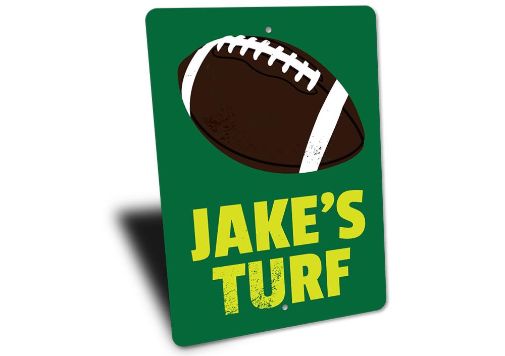 Customizable Turf Sign made of high-quality aluminum, featuring pre-drilled holes for easy mounting, perfect for home decor or gifts.