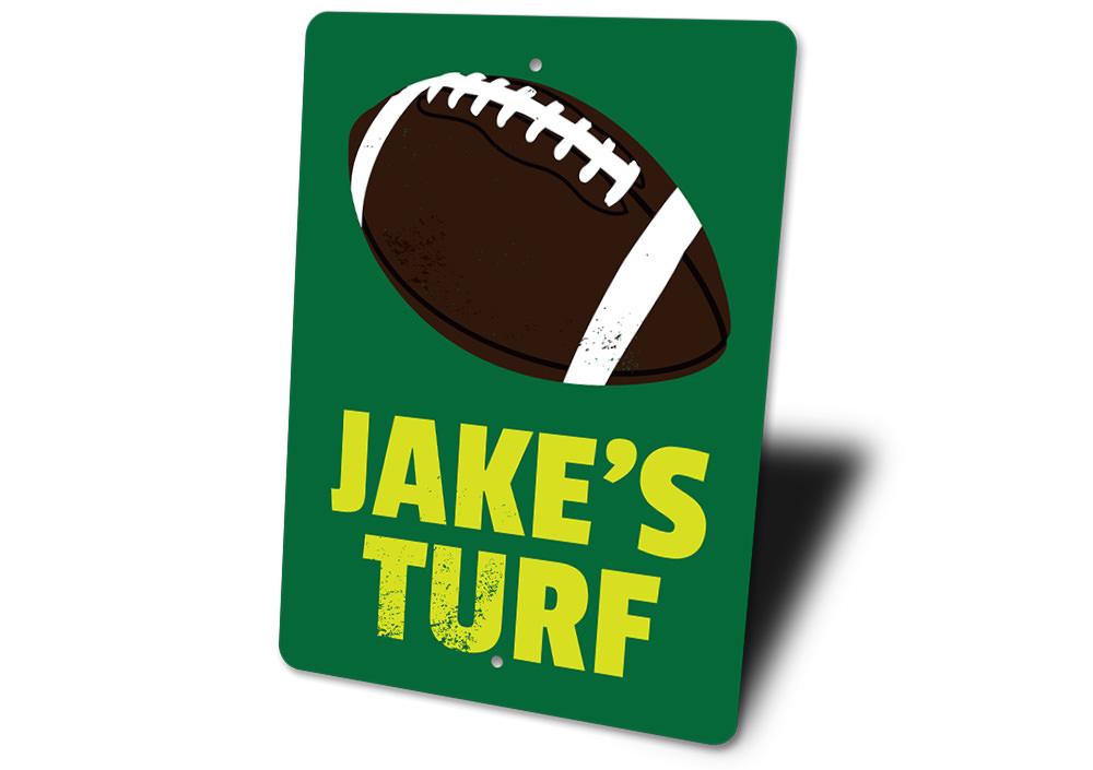 Customizable Turf Sign made of high-quality aluminum, featuring pre-drilled holes for easy mounting, perfect for home decor or gifts.