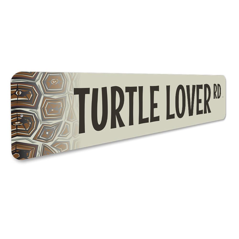 Turtle Lover Street Sign made of high-quality aluminum, featuring a charming turtle design, perfect for beach-themed decor.