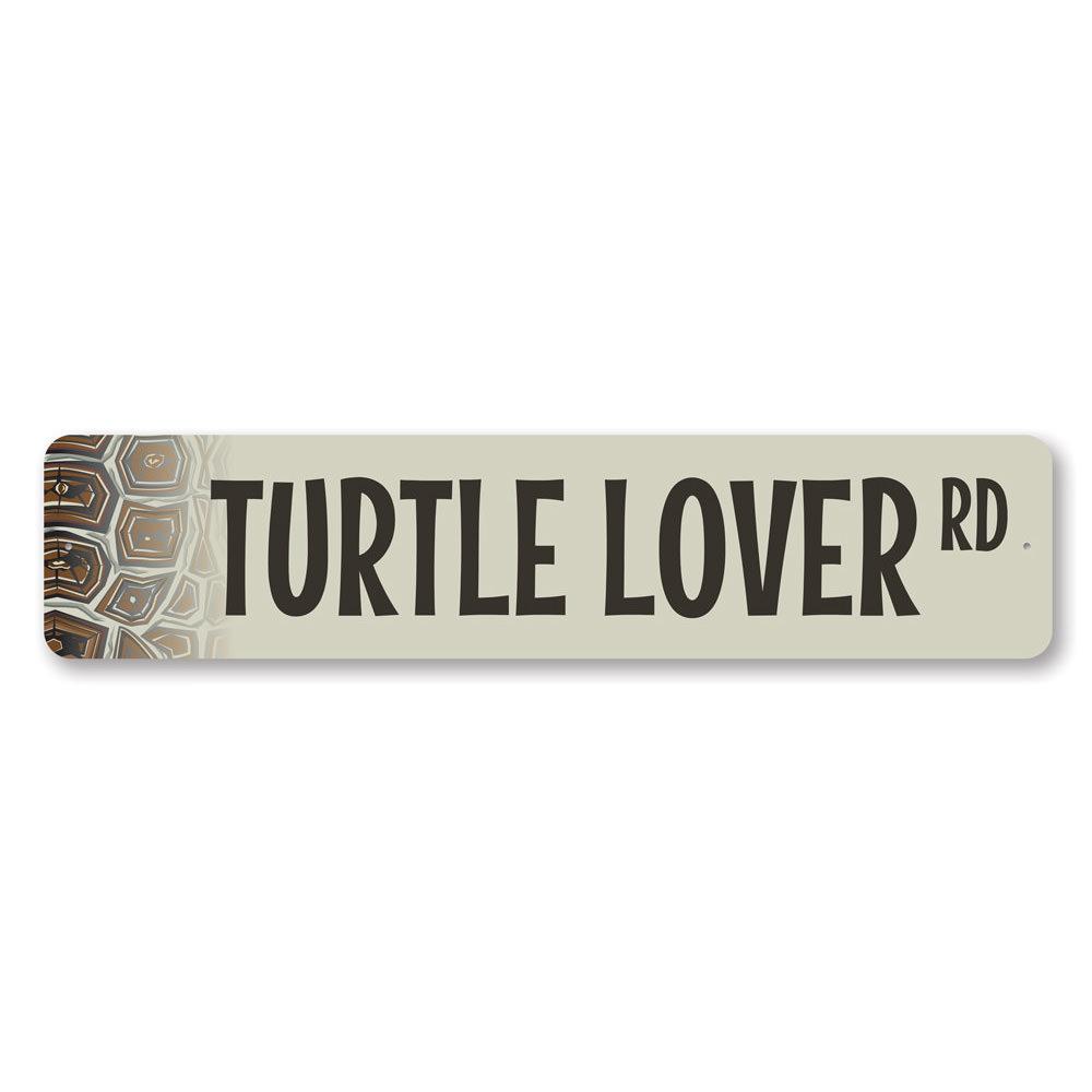 Turtle Lover Street Sign made of high-quality aluminum, featuring a charming turtle design, perfect for beach-themed decor.