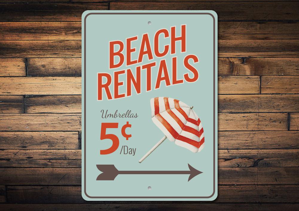 Customizable Umbrella Sign made from high-quality aluminum, perfect for beach-themed decor.