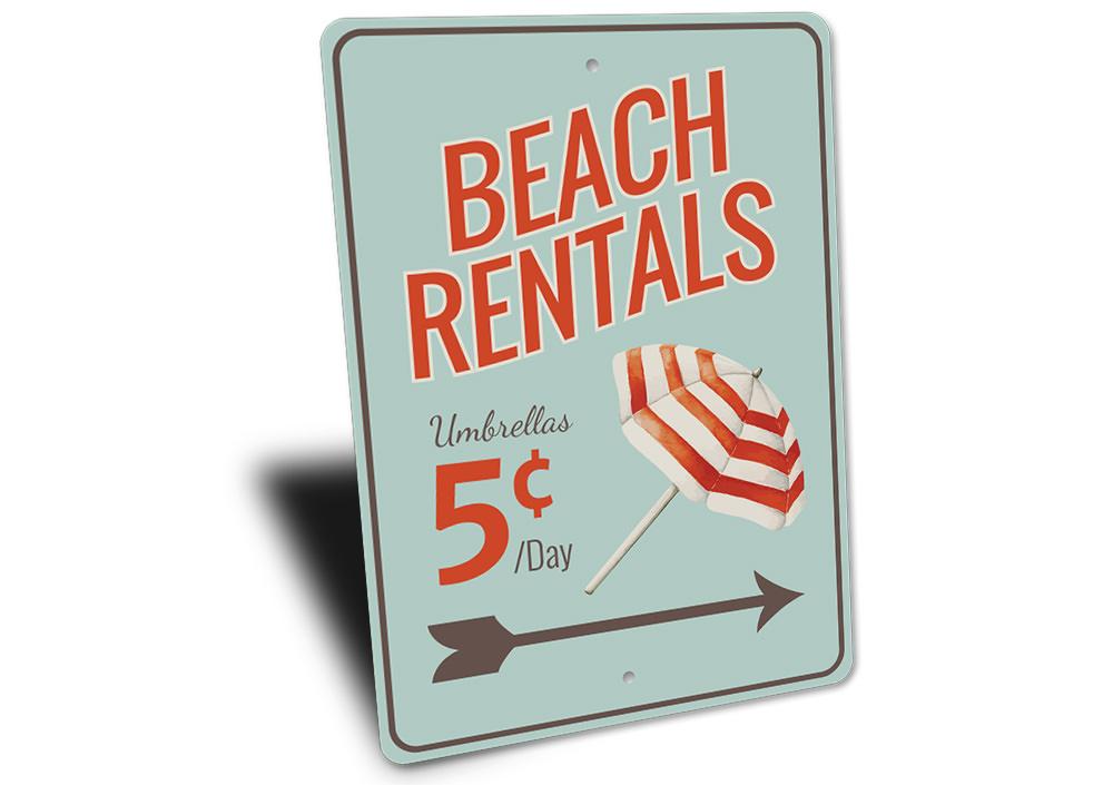 Customizable Umbrella Sign made from high-quality aluminum, perfect for beach-themed decor.