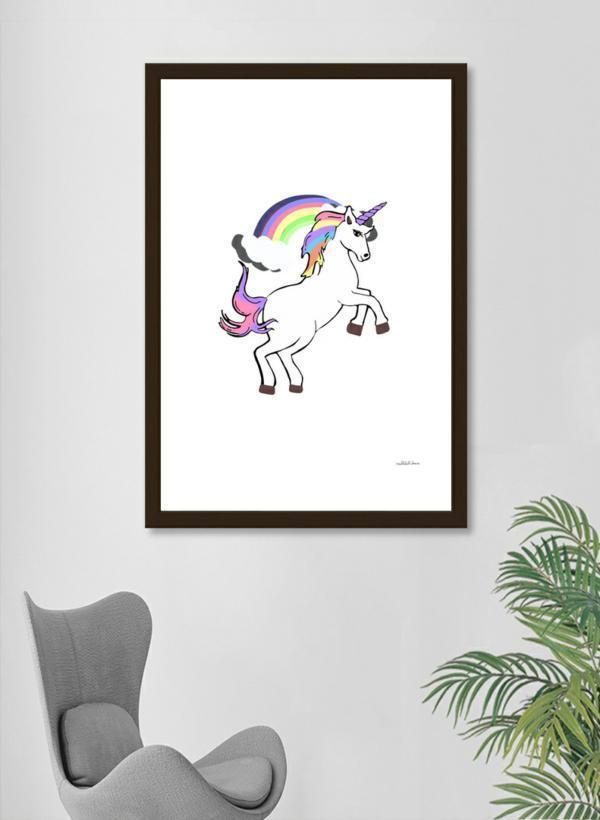 Unicorn Pride Frame made of solid wood with a contemporary angular design, featuring shatterproof acrylic and a smooth gesso finish.