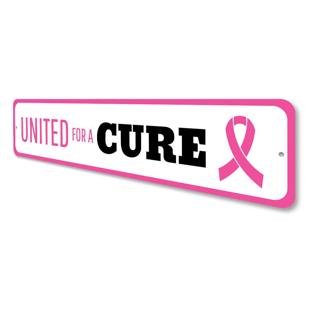 United For A Cure decorative aluminum sign, showcasing vibrant colors and customizable text, perfect for home decor.