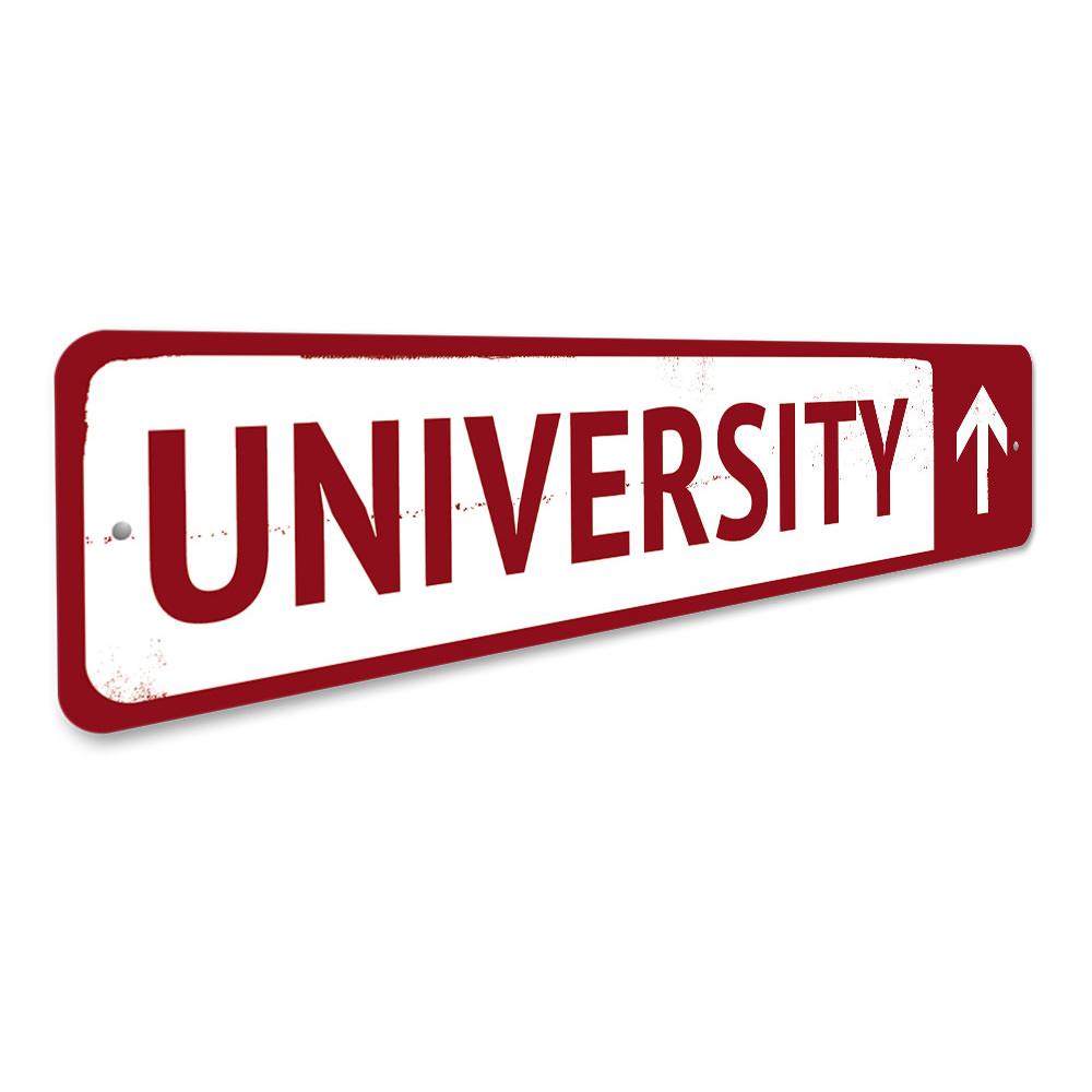 Customizable University Sign made of high-quality aluminum, featuring pre-drilled holes for easy mounting, perfect for home decor.