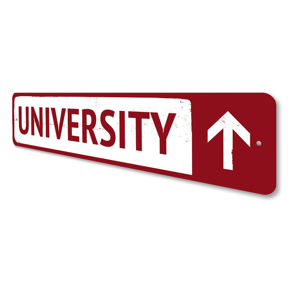 Customizable University Sign made of high-quality aluminum, featuring pre-drilled holes for easy mounting, perfect for home decor.