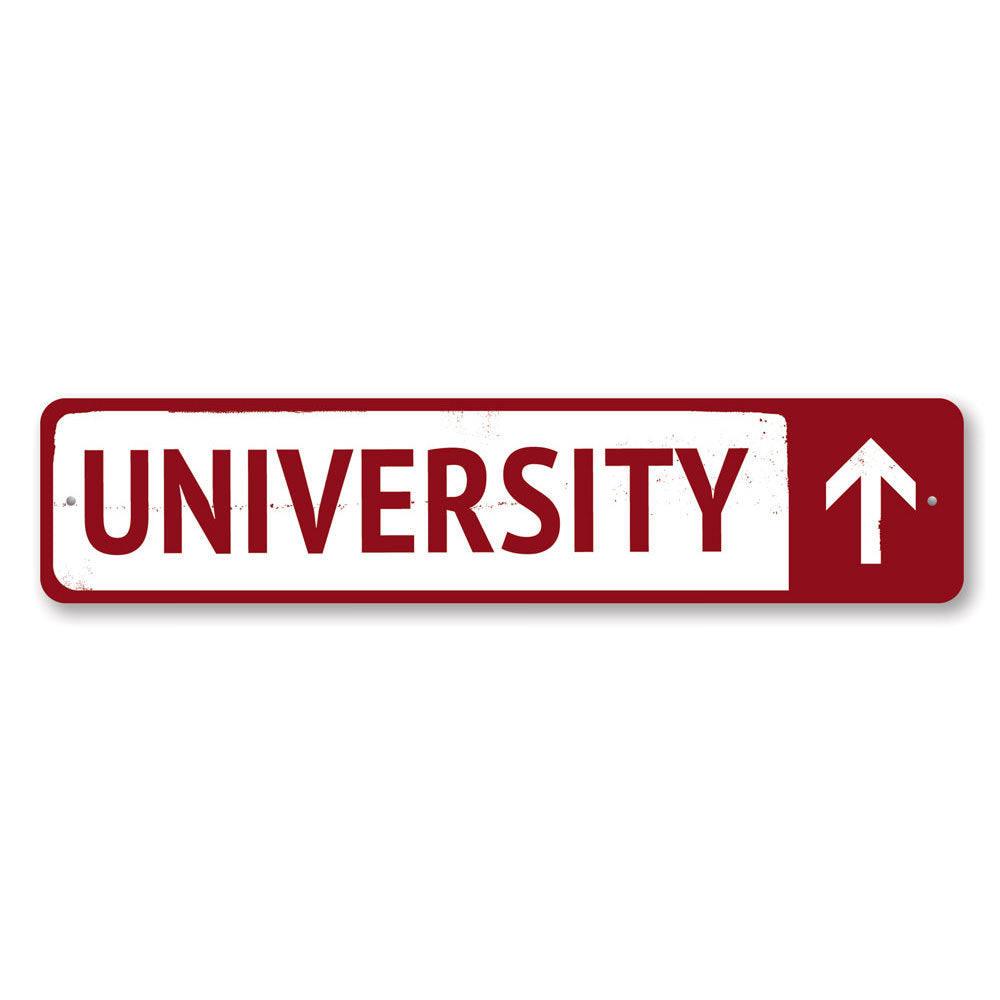 Customizable University Sign made of high-quality aluminum, featuring pre-drilled holes for easy mounting, perfect for home decor.