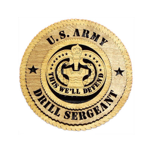 Handcrafted 12-inch U.S. Army Drill Sergeant Wall Tribute plaque featuring a 3D design of the Airforce emblem on a black background.