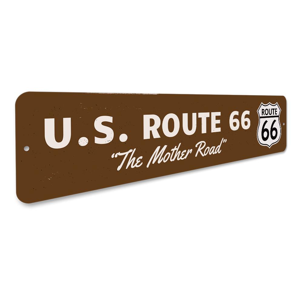 A decorative US Route 66 Sign made of high-quality aluminum, featuring vibrant colors and a classic design, perfect for wall decoration.