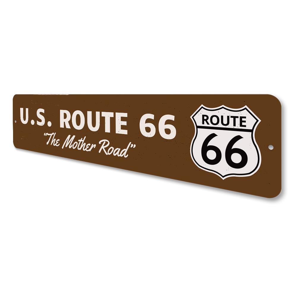 A decorative US Route 66 Sign made of high-quality aluminum, featuring vibrant colors and a classic design, perfect for wall decoration.