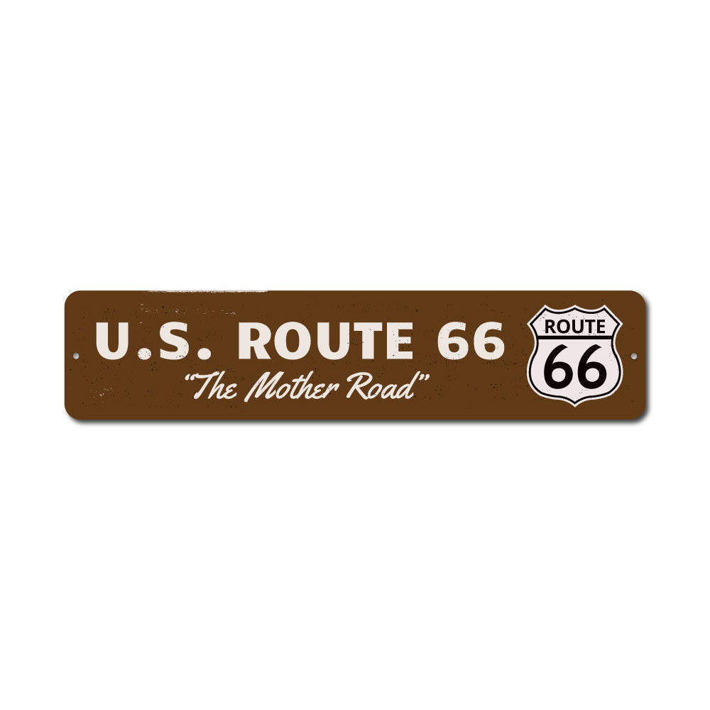 A decorative US Route 66 Sign made of high-quality aluminum, featuring vibrant colors and a classic design, perfect for wall decoration.