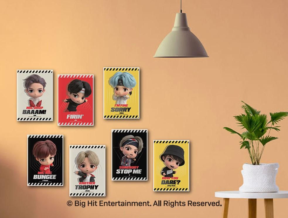 V - MIC Drop Mini Poster featuring TinyTAN members with air-purifying technology.