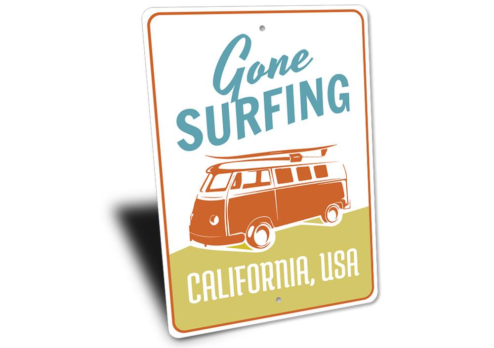 Customizable Van Sign made of aluminum, featuring beach-themed designs, perfect for coastal decor.