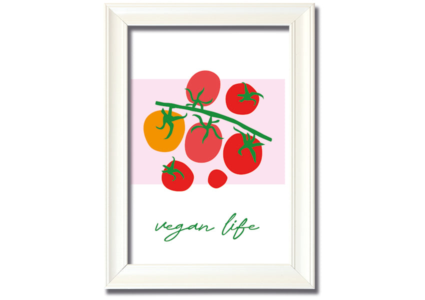 Vegan Life framed print showcasing vibrant colors and stylish design, ready to hang.