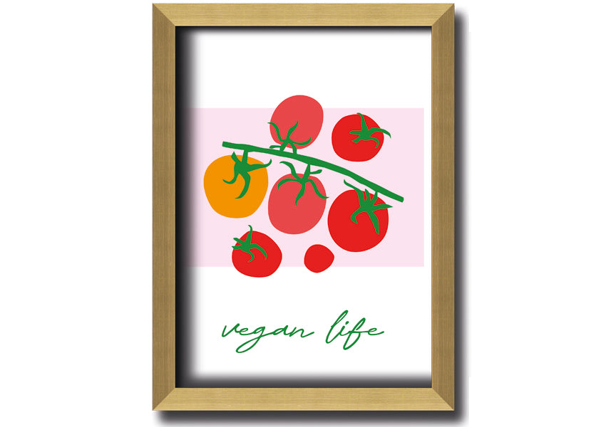 Vegan Life framed print showcasing vibrant colors and stylish design, ready to hang.