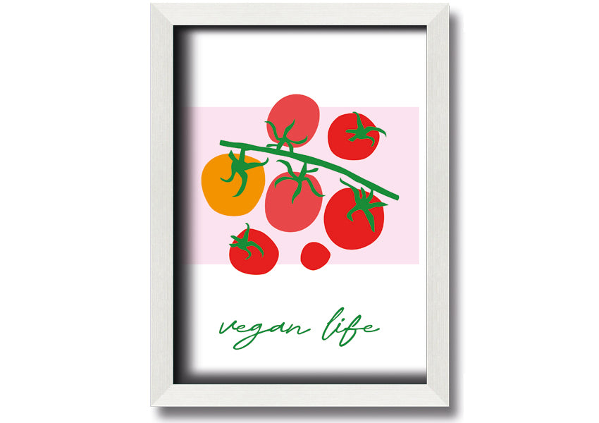 Vegan Life framed print showcasing vibrant colors and stylish design, ready to hang.