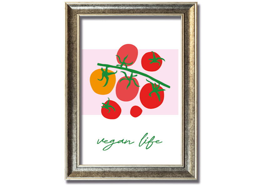 Vegan Life framed print showcasing vibrant colors and stylish design, ready to hang.