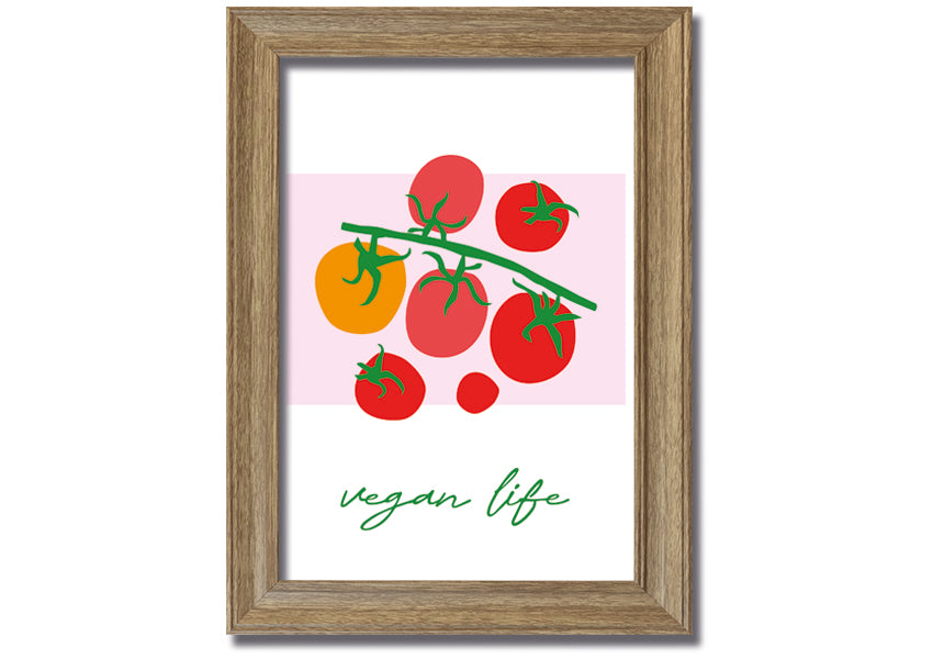 Vegan Life framed print showcasing vibrant colors and stylish design, ready to hang.