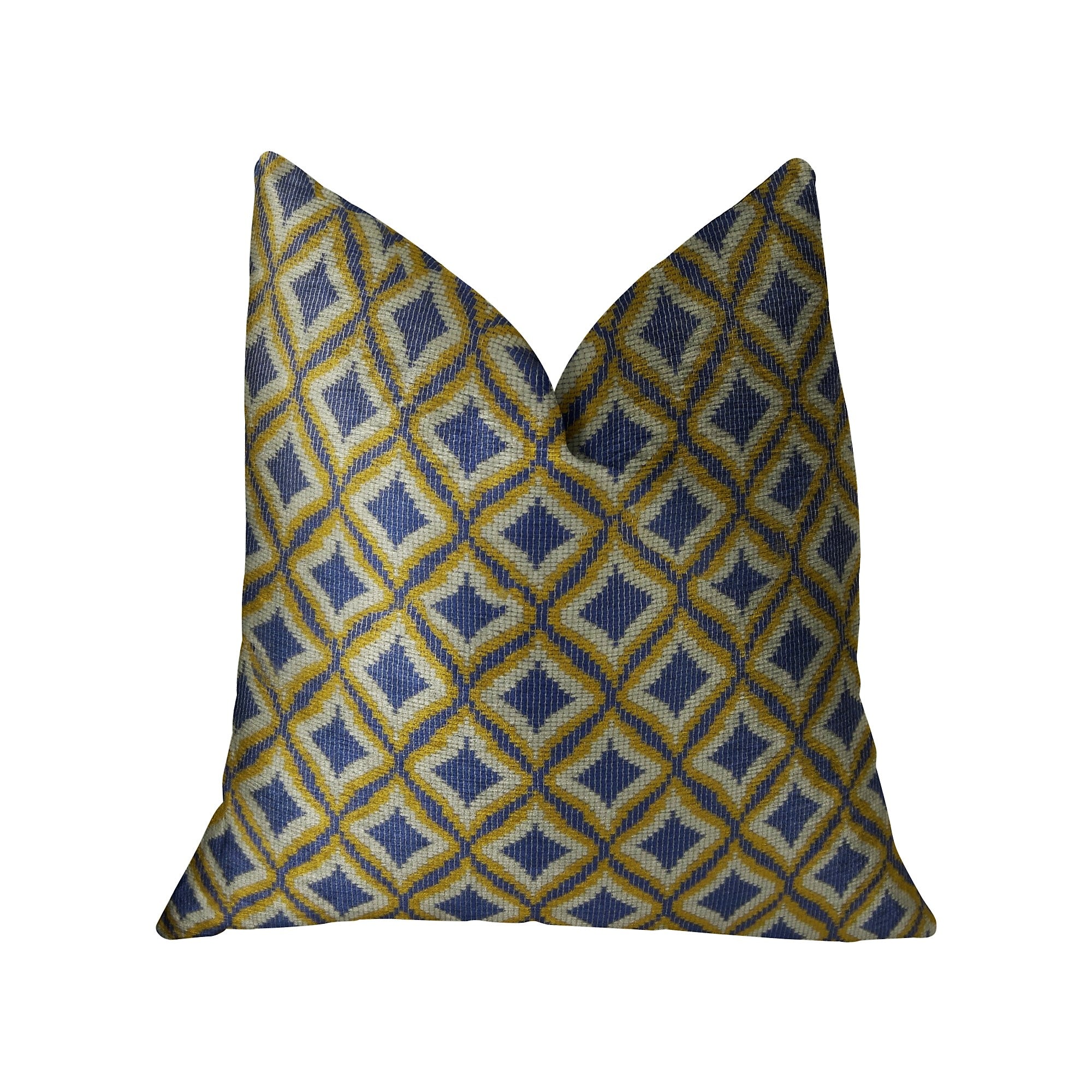 Lavender, white, and yellow handmade luxury pillow with diamond pattern, featuring an invisible zipper and double-sided design.