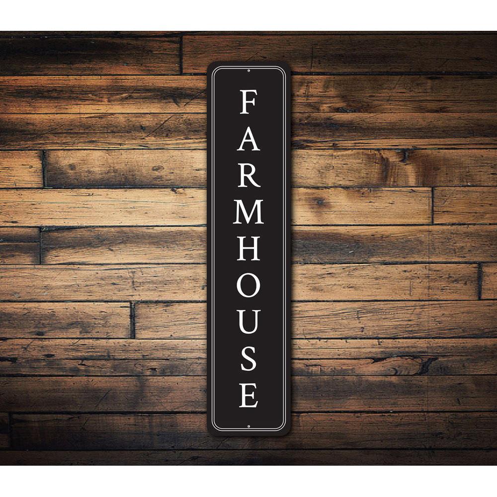 Vertical Farmhouse Sign made of high-quality aluminum, featuring rustic design elements suitable for home decor.