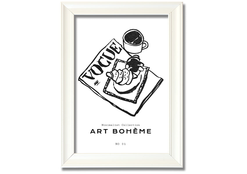 A beautifully framed Vogue Pastry Illustration showcasing delightful pastry-themed artwork, available in various frame colors.