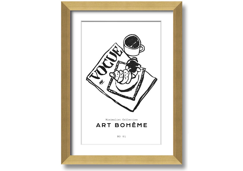 A beautifully framed Vogue Pastry Illustration showcasing delightful pastry-themed artwork, available in various frame colors.