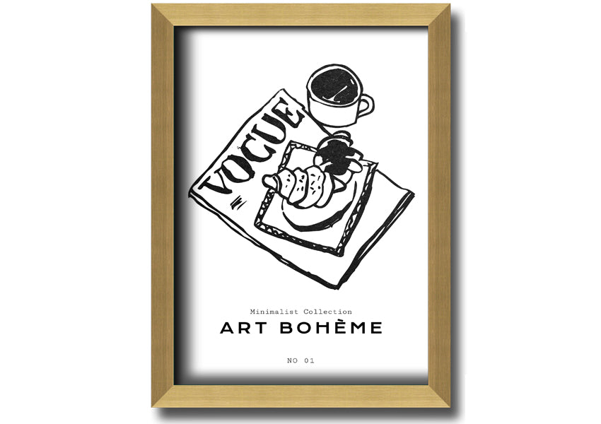 A beautifully framed Vogue Pastry Illustration showcasing delightful pastry-themed artwork, available in various frame colors.