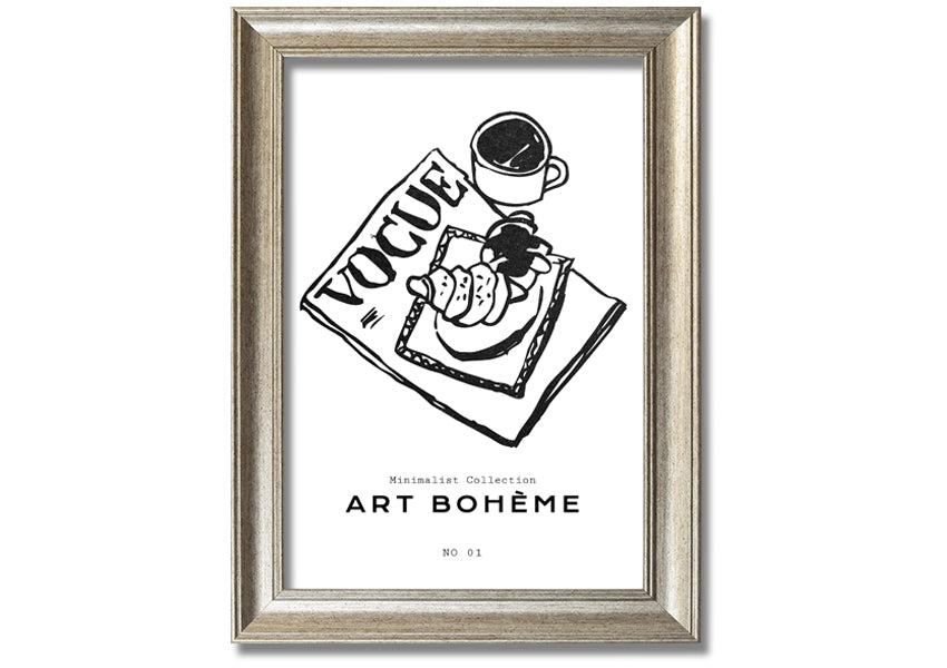 A beautifully framed Vogue Pastry Illustration showcasing delightful pastry-themed artwork, available in various frame colors.