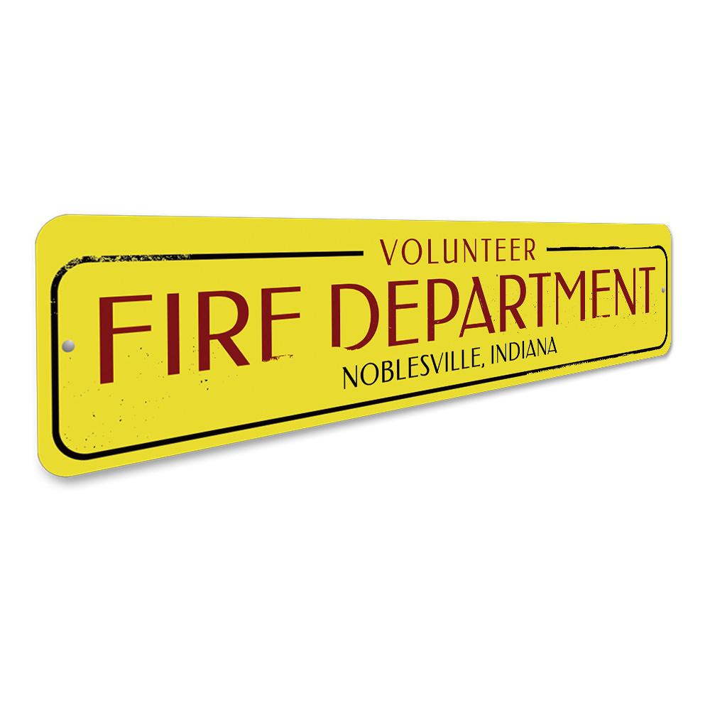 Customizable Volunteer Fire Department Sign made of durable aluminum, featuring pre-drilled holes for easy mounting.