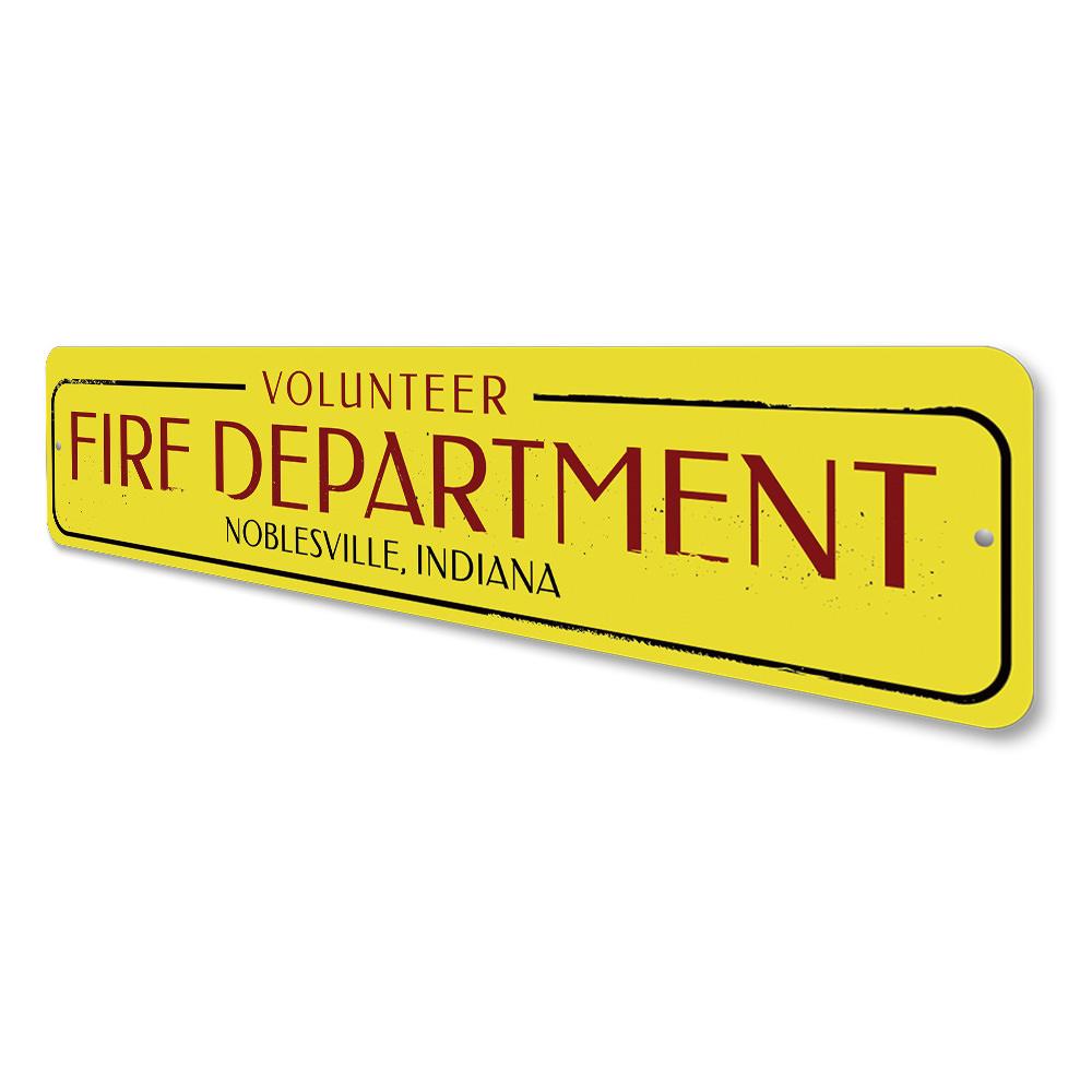 Customizable Volunteer Fire Department Sign made of durable aluminum, featuring pre-drilled holes for easy mounting.